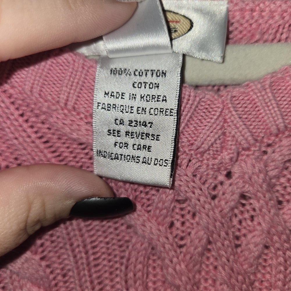 Talbots Pink Crew Neck Sweater with Textural Knit - Picture 4 of 5